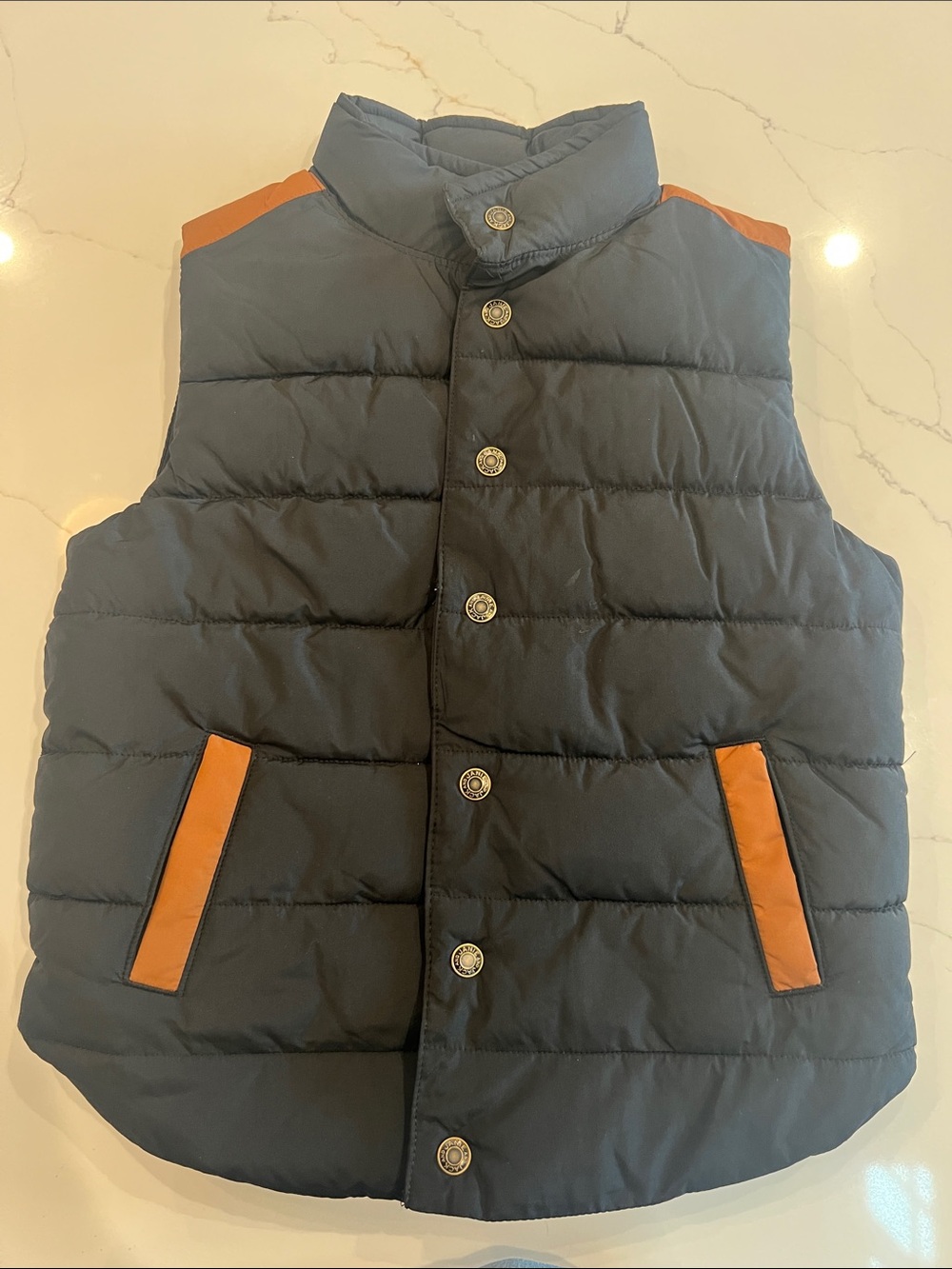 Janie and Jack Black Puffer Vest/Cream Sherpa-Lined (size 5/6)
